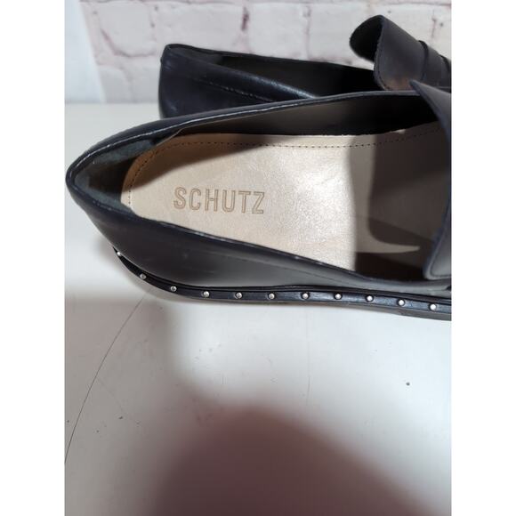 Schutz Christie Studs Chunky Lug Soles Black Leather Penny Loafer Sz 9.5 $168 - Picture 10 of 13
